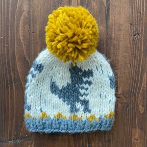 Newborn Infant Knit T-Rex Dinosaur Winter Hat with PomPom
